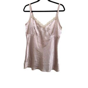 George Ladies Satin Lace Trim Beige Camisole Size L